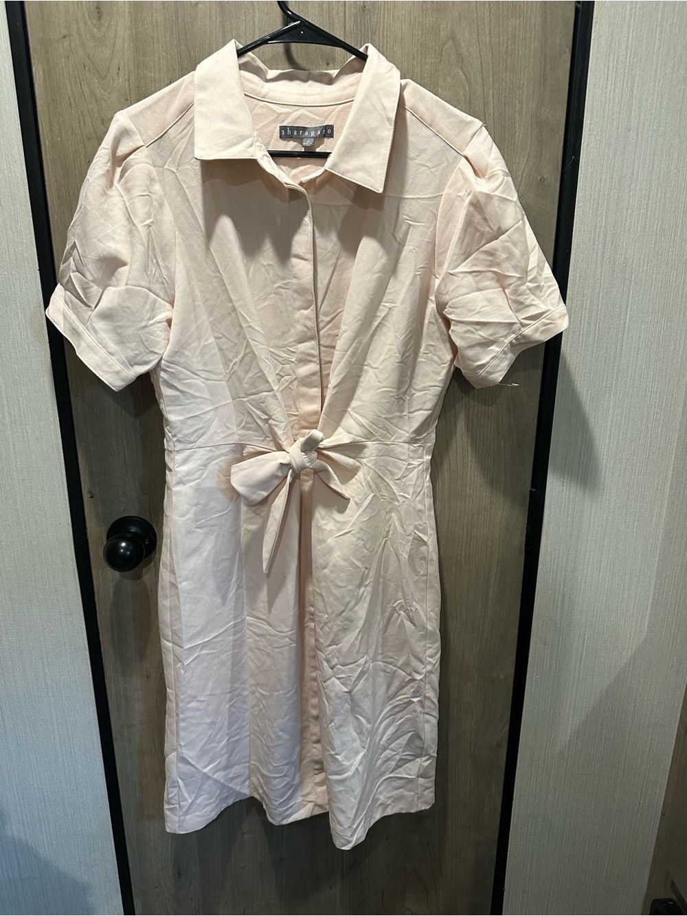 Sharagano Blush Pink Tie Front Shirt Dress Size 10